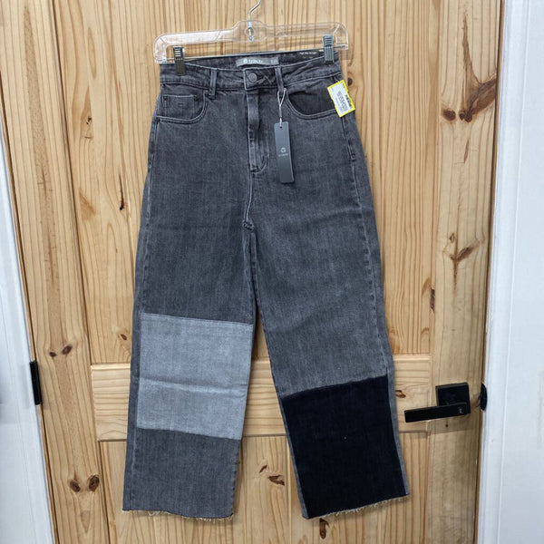 WOMENS TRACTR OFF BLACK DENIM HIGH RISE STRAIGHT JEANS 0 NWT