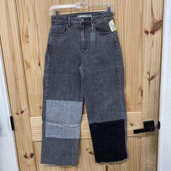 WOMENS TRACTR OFF BLACK DENIM HIGH RISE STRAIGHT JEANS 0 NWT