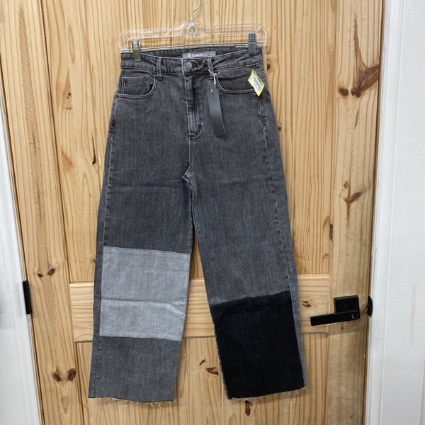 WOMENS TRACTR OFF BLACK DENIM HIGH RISE STRAIGHT JEANS 0 NWT