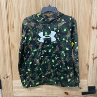 BOYS UNDER ARMOUR GREEN CAMO/WHITE HOODIE YL 12 NWT