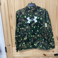BOYS UNDER ARMOUR GREEN CAMO/WHITE HOODIE YL 12 NWT