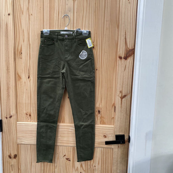 WOMENS TRACTR DK OLIVE GREEN MONA HIGH RISE JEANS 0 NWT