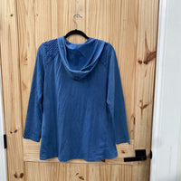 WOMENS LORI GOLDSTEIN BLUE HOODED TOP S NWT