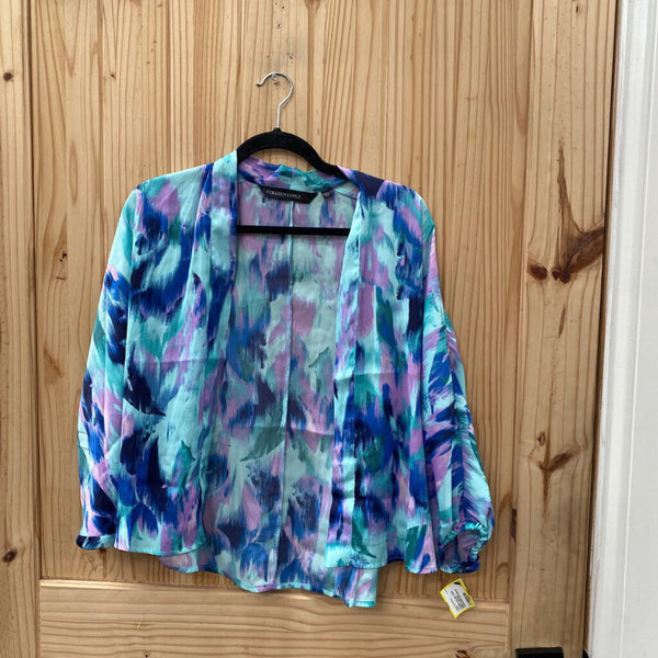 WOMENS COLLEEN LOPEZ SHEER CARDIGAN TURQUOISE/PURPLE/BLUE XXS