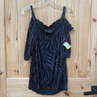WOMENS BLK/GREY CASUAL TOP L