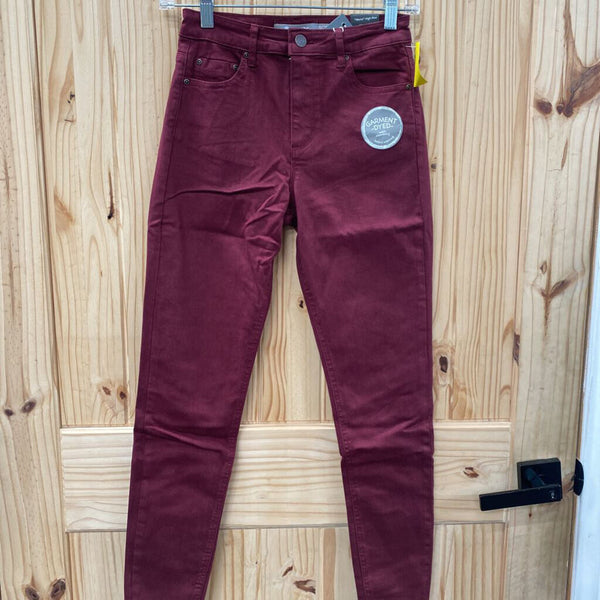 WOMENS TRACTR MONA MAROON HIGH RISE PANTS 0 NWT