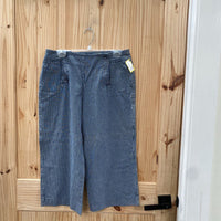 WOMENS LARRY LEVINE LINEN/WHIET STRIPE CASUAL CAPRIS 12