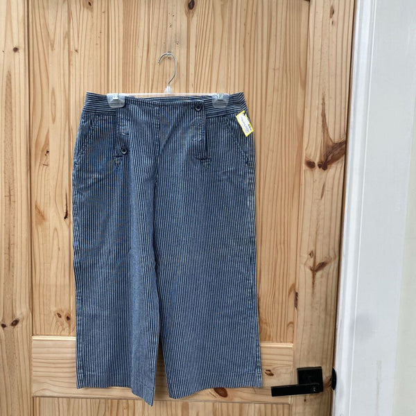 WOMENS LARRY LEVINE LINEN/WHIET STRIPE CASUAL CAPRIS 12