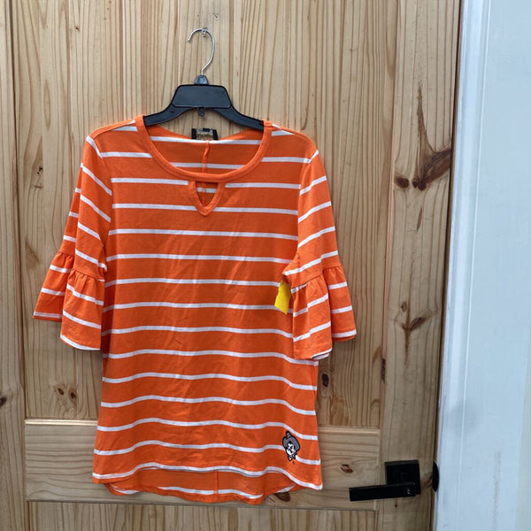 WOMENS OSU ORANGE/WHITE STRIPE SHIRT L NWT