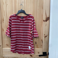 WOMENS OU RED/WHITE STRIPE SHIRT M