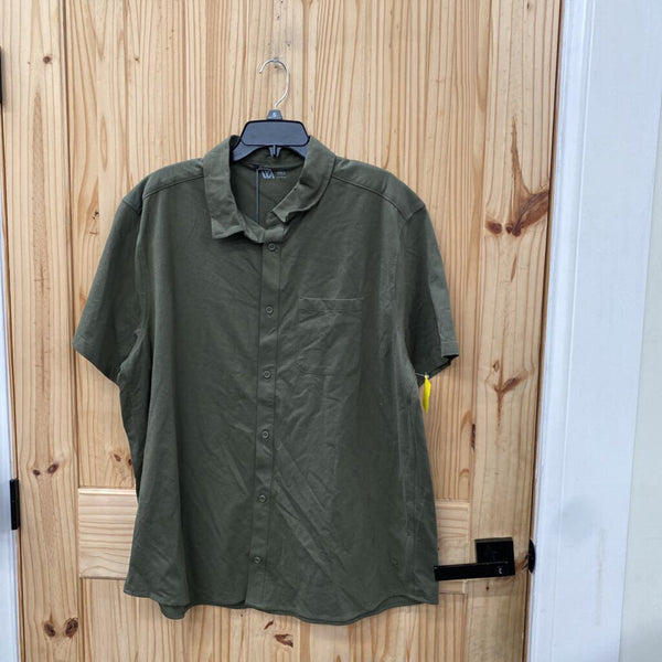 MENS VRST OLIVE GREEN BUTON UP SHIRT XXL NWT