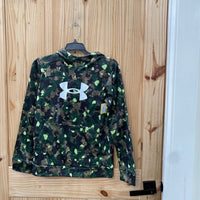 BOYS UNDER ARMOUR GREEN CAMO HOODIE YL 12 NWT
