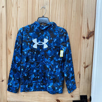 BOYS UNDER ARMOUR BLUE/WHITE/BLK CAMO HOODIE YL 12 NWT