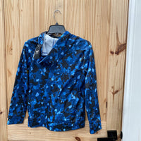 BOYS UNDER ARMOUR BLUE/WHITE/BLK CAMO HOODIE YL 12 NWT