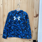 BOYS UNDER ARMOUR BLUE/WHITE/BLK CAMO HOODIE YL 12 NWT