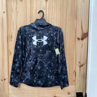 BOYS UNDER ARMOUR CHARCOAL GREY/BLK/WHITE HOODIE YL 12 NWT