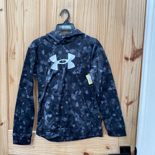 BOYS UNDER ARMOUR CHARCOAL GREY/BLK/WHITE HOODIE YL 12 NWT