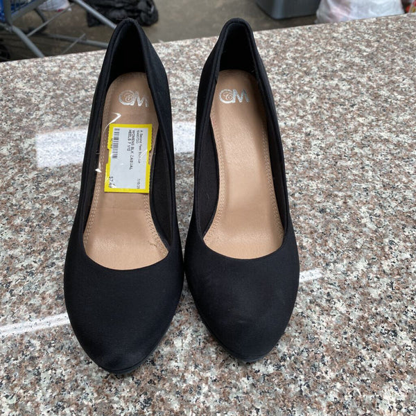 WOMENS BLK CASUAL HEELS 7 1/12