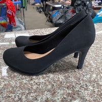 WOMENS BLK CASUAL HEELS 7 1/12
