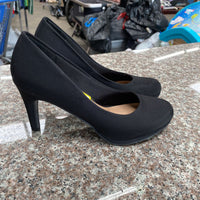 WOMENS BLK CASUAL HEELS 7 1/12