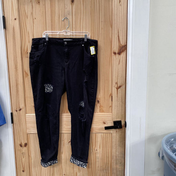 WOMENS EST. 1946 BLK/LEOPARD JEANS 20W