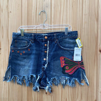 WOMENS WE THE FREE DENIM JEAN SHORTS W/BUTTERFLY/FLOWERS 30 NWT SPW