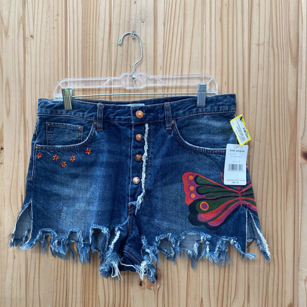 WOMENS WE THE FREE DENIM JEAN SHORTS W/BUTTERFLY/FLOWERS 30 NWT SPW