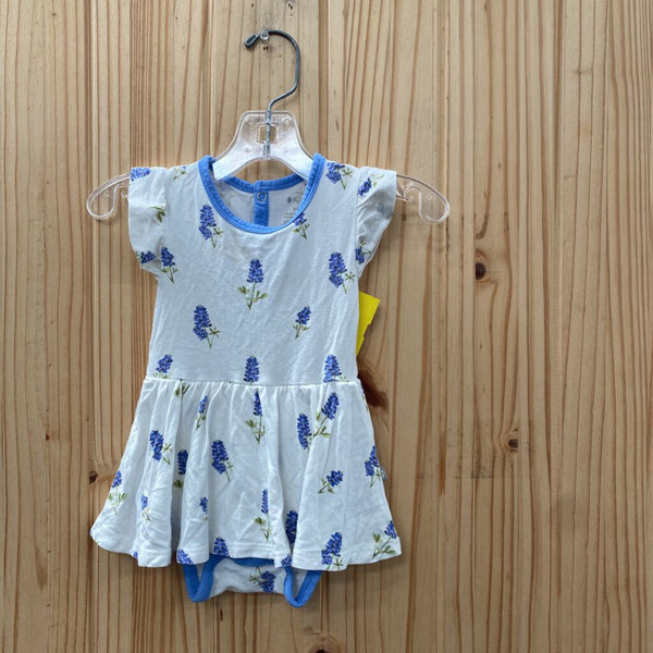 GIRLS KYTE WHITE/VIOLET ROMPER W/FLOWERS 3/6M