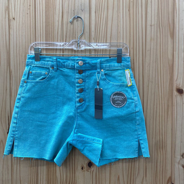 WOMENS TRACTR SKY BLUE HIGH RISE SHORTS 6 NWT
