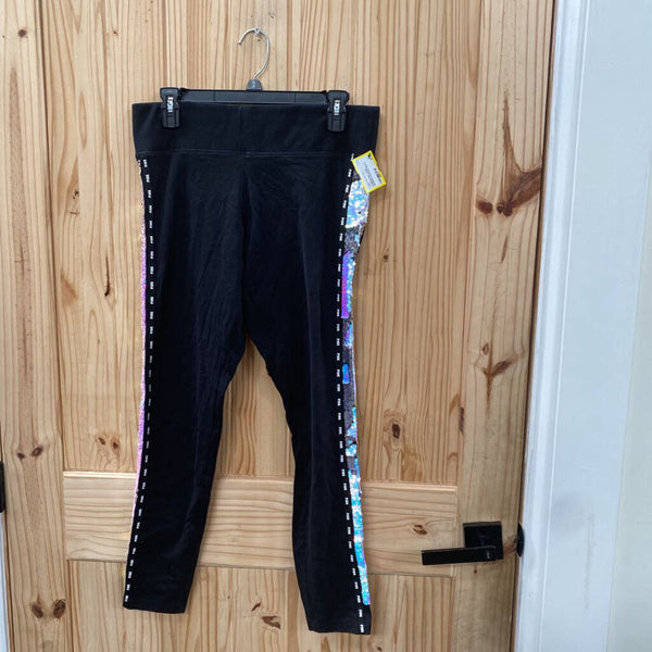 WOMENS PINK YOGA LEGGINGS W/SEQUIN BLK L