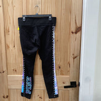 WOMENS PINK YOGA LEGGINGS W/SEQUIN BLK L
