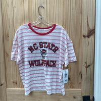 WOMENS NC STATE WOLFPACK RED/WHITE T-SHIRT XL NWT