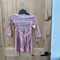 GIRLS PINK MAUVE /MULTI COLOR STRIPE DRESS XL 6
