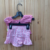GIRLS RARE EDITIONS 2PC SET PINK/WHITE CHECKERED 3/6M