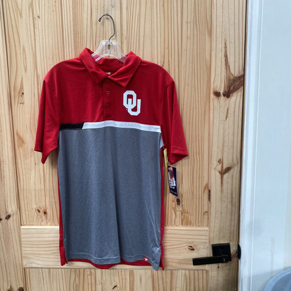 MENS OU POLO SHIRT RED/WHITE/GREY M NWT