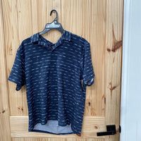 MENS VRST NAVY BLUE/WHITE BUTTON UP SHIRT M NWT