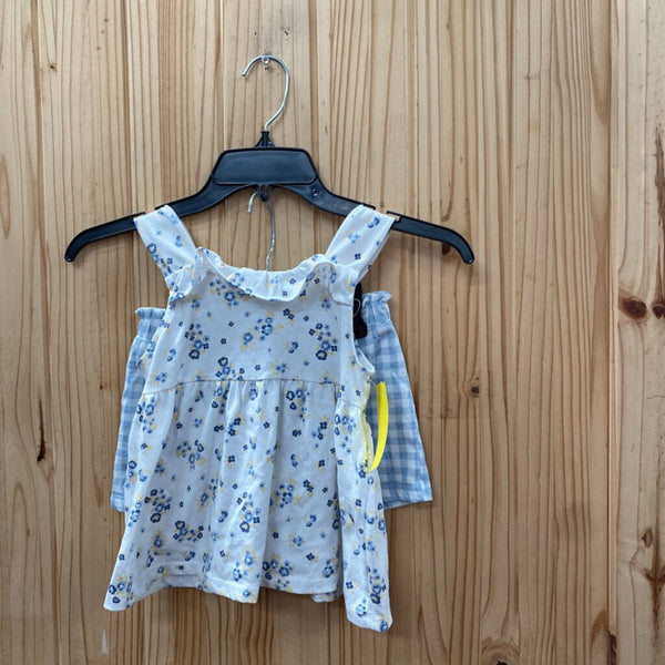 GIRLS NICOLE MILLER 2PC SET WHITE.LT BLUE W/FLOWERS 6