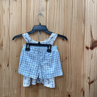 GIRLS NICOLE MILLER 2PC SET WHITE.LT BLUE W/FLOWERS 6