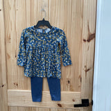 GIRLS TAHARI 2PC SET DK TEAL FLORAL 6