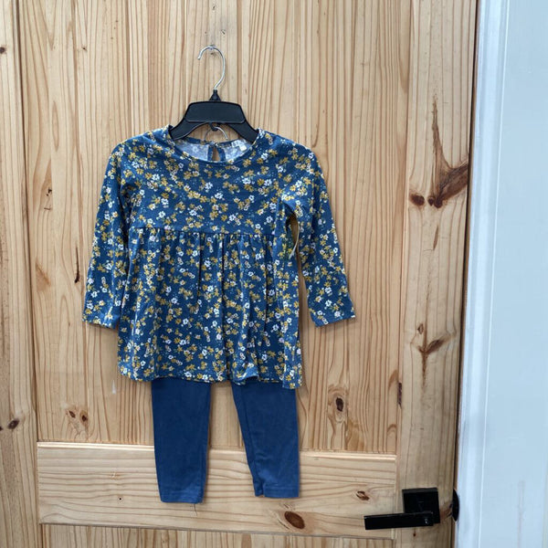 GIRLS TAHARI 2PC SET DK TEAL FLORAL 6
