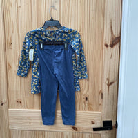 GIRLS TAHARI 2PC SET DK TEAL FLORAL 6