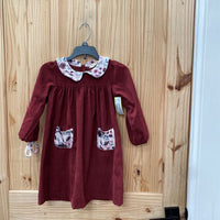 GIRLS WREN & JAMES WINE CORDUOTY FRESS W/FLOWERS 5/6