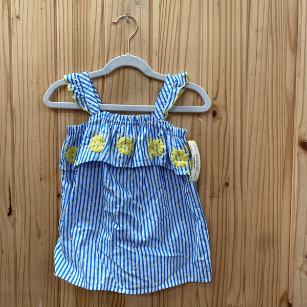 GIRLS HEALTHTEX BLUE/WHITE STRIPE SHIRT W/YELLOW FLOWERS 4T