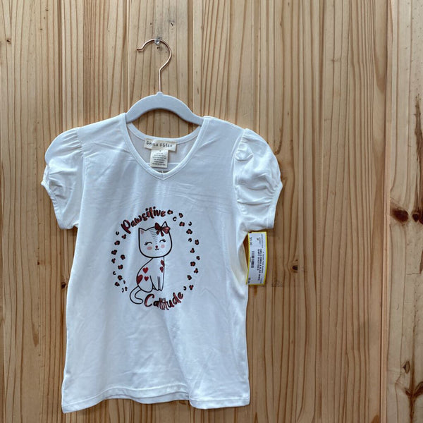 GIRLS EMMA & ELSA WHITE SHIRT W/KITTEN 5