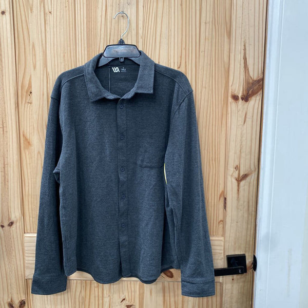 MENS VRST DK GREY BUTTON UP SHIRT L NWT