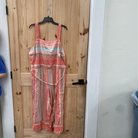WOMENS BEACH LUNCH LOUNGE SL ROMPER CORAL/TURQUOISE/LT BROWN XL