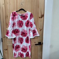 WOMENS CALVIN KLEIN SL CASUAL DRESS WHITE/PINK 14