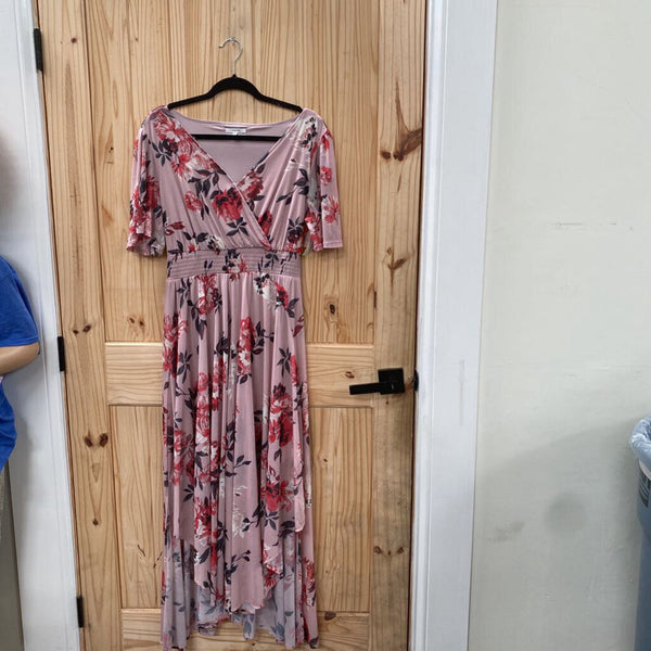 WOMENS MAURICES MAUVE PINK FLORAL DRESS M