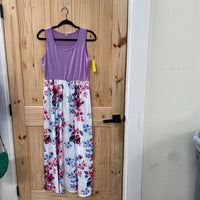 WOMENS PURPLE/WHITE/PINK DLORAL SL DRESS S
