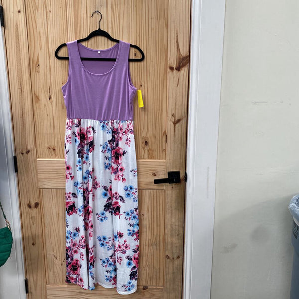 WOMENS PURPLE/WHITE/PINK DLORAL SL DRESS S